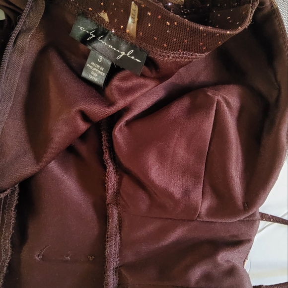 City Triangles Brown Strapless Polka Dot Dress With Ribbob Tie In The Back - Picture 5 of 6